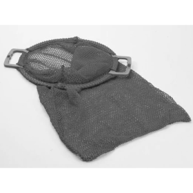 Rete porta conchiglie/pesci Divemarine con sacca in mesh e telaio rigido grigio. Vista prospettica
